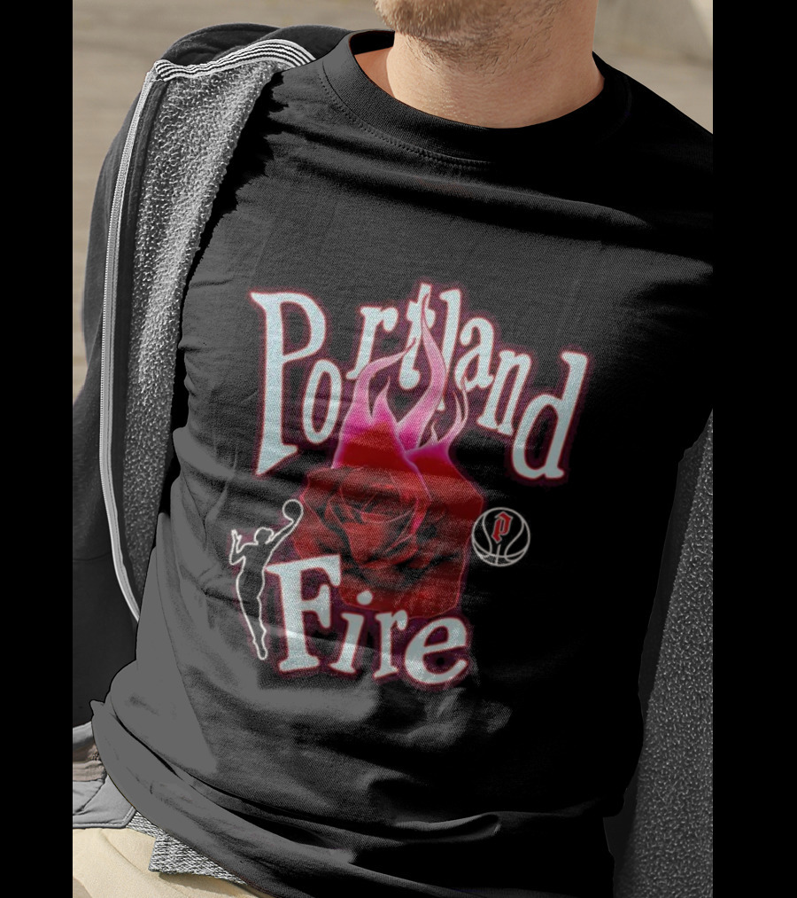 Portland Fire WNBA Rose Flame Design T-Shirt