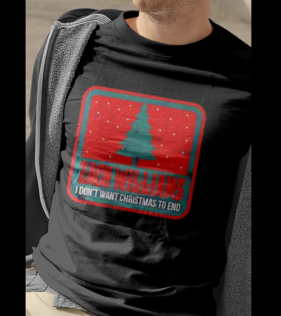 Zach Williams I Don’t Want Christmas To End Tree Red Background T-Shirt