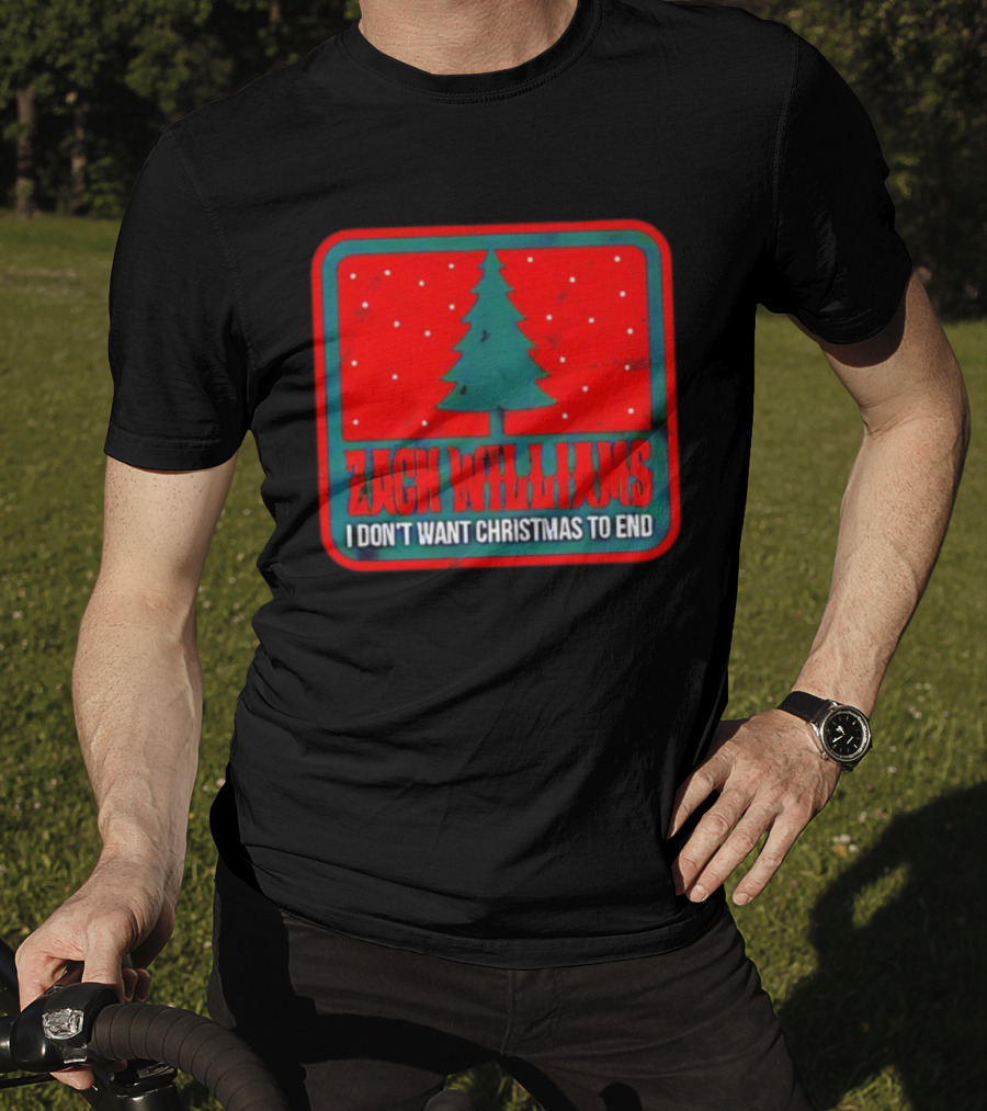 Zach Williams I Don’t Want Christmas To End Tree Red Background T-Shirt