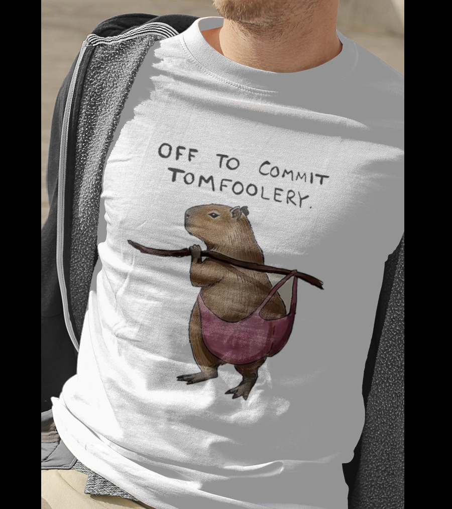 Off To Commit Tomfoolery Capybara In Pink Underwear Playful Mischief T-Shirt