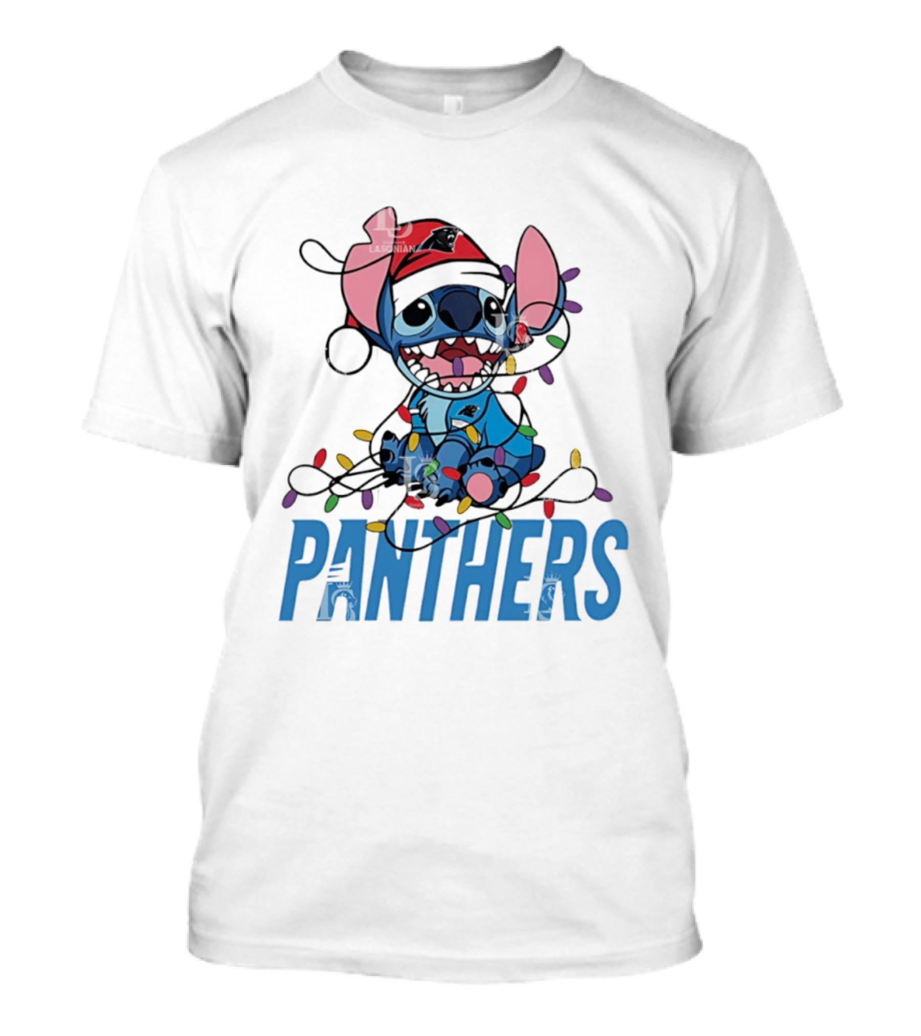 Carolina Panthers Stitch Christmas Lights Ornament T-Shirt
