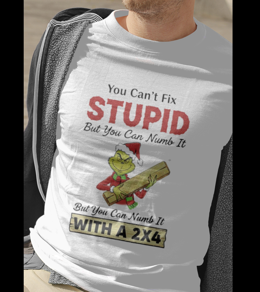 Grinch You Can't Fix Stupid But You Can Numb It With A 2x4 T-Shirt