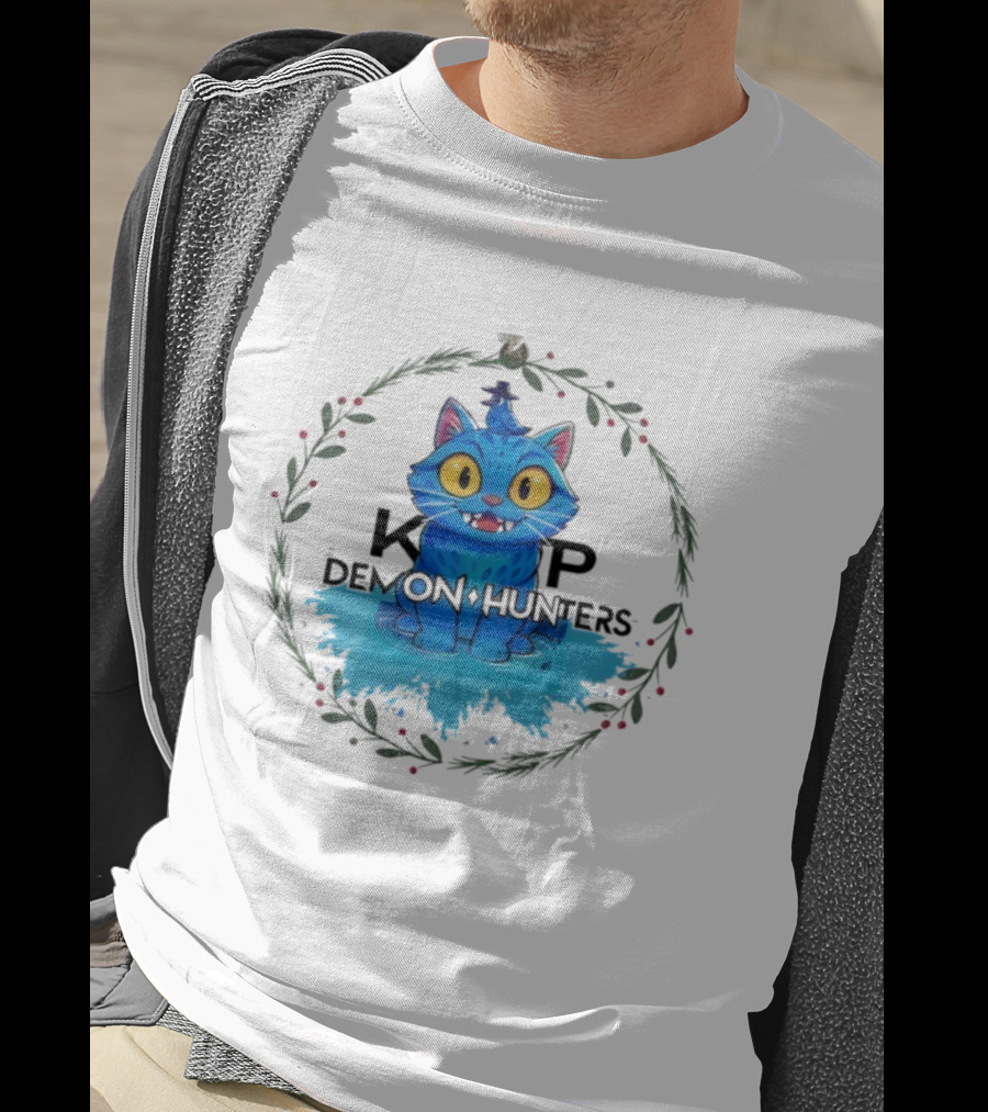 K-pop Demon Hunter Derpy Christmas Ornament Cute Blue Cat T-Shirt