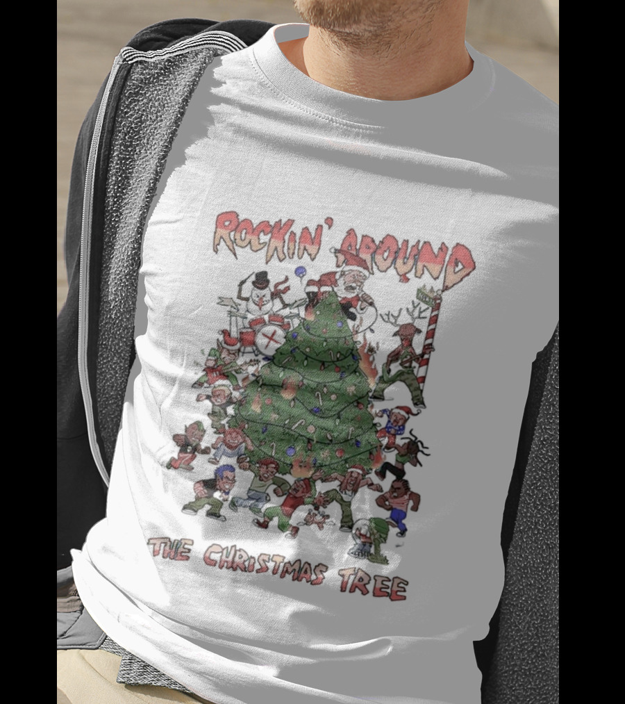 Rockin’ Around The Christmas Tree Rebellious Rock N Roll Festive Holiday Gathering T-Shirt