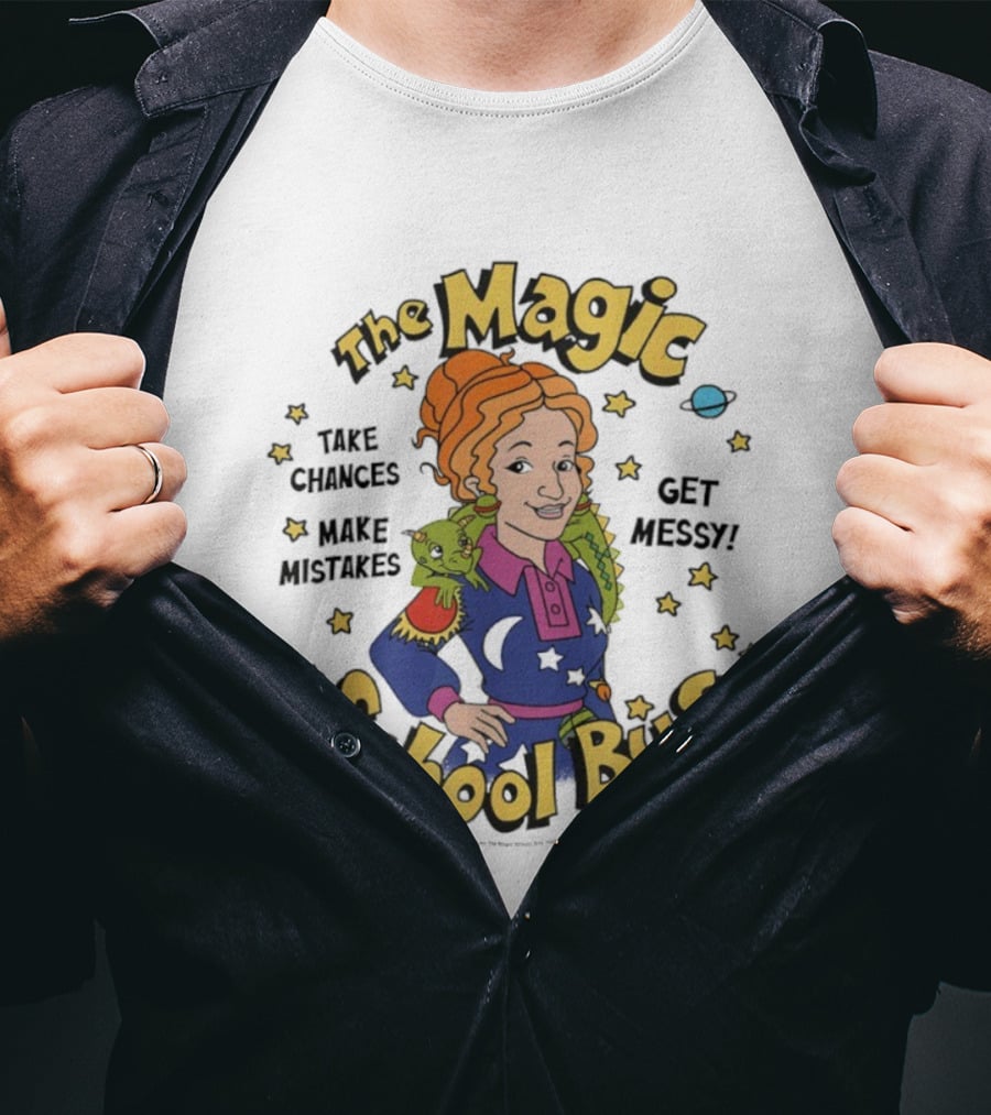 The Magic School Bus Ms Frizzle Liz Take Chances Make Mistakes Get Messy Retro Cartoon T-Shirt