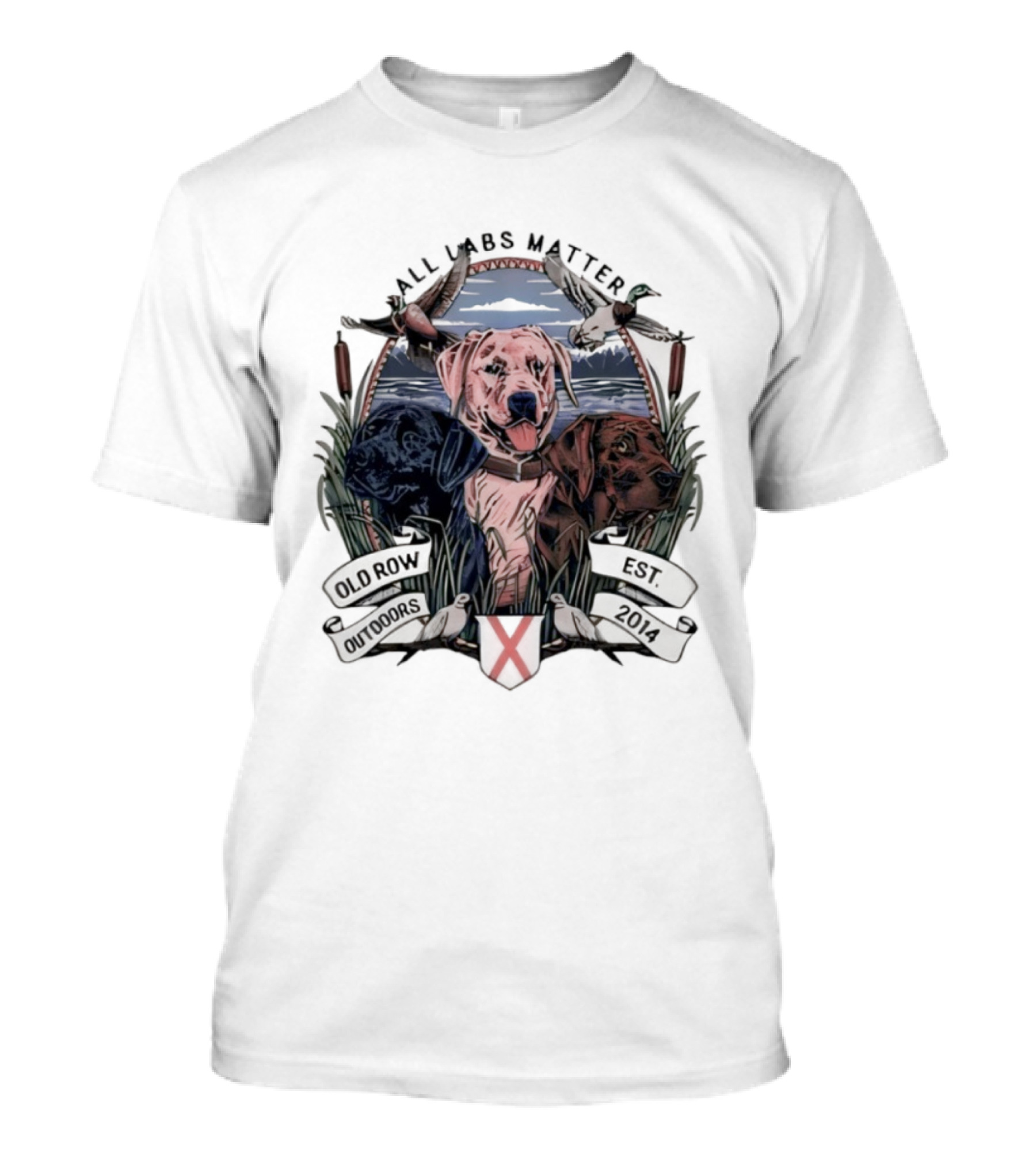 All Labs Matter Old Row Outdoors Est 2014 Dogs Ducks Hunting Scenery T-Shirt