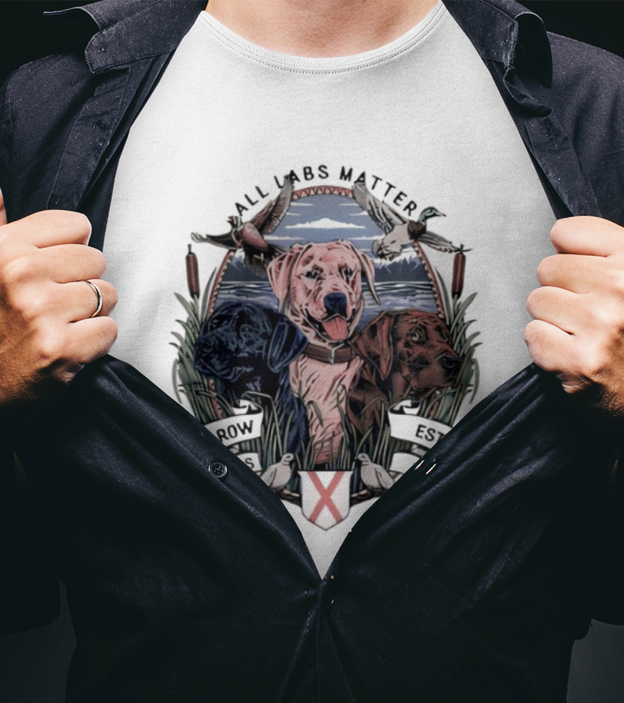All Labs Matter Old Row Outdoors Est 2014 Dogs Ducks Hunting Scenery T-Shirt