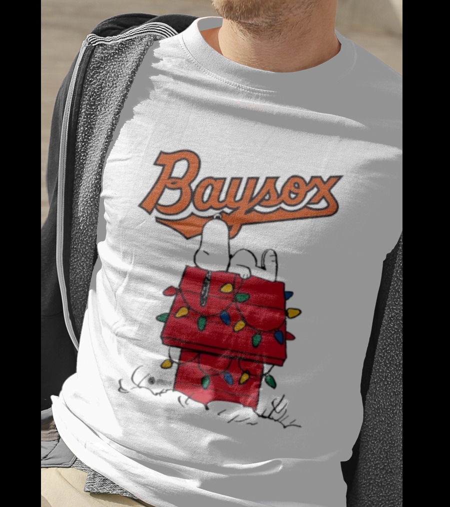 Baysox Snoopy Holiday Christmas Lights Doghouse T-Shirt