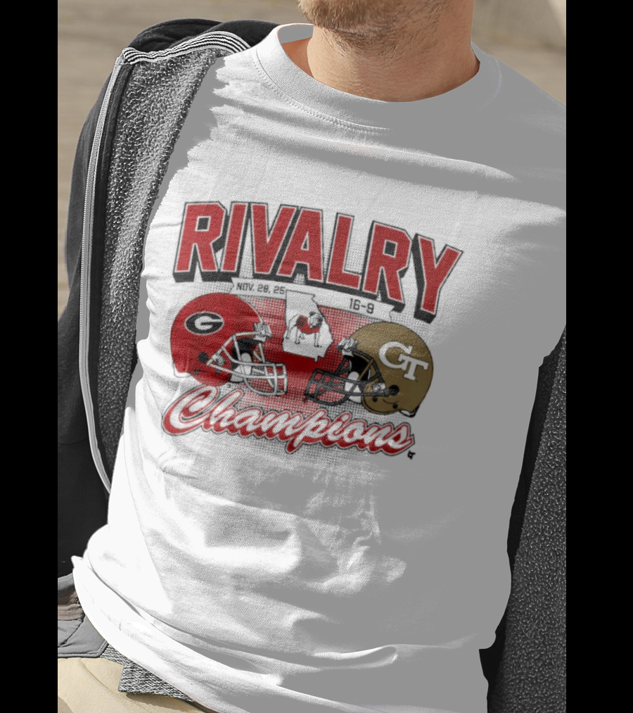 Georgia Vs. Georgia Tech Rivalry Champions 2025 Football Helmets T-Shirt