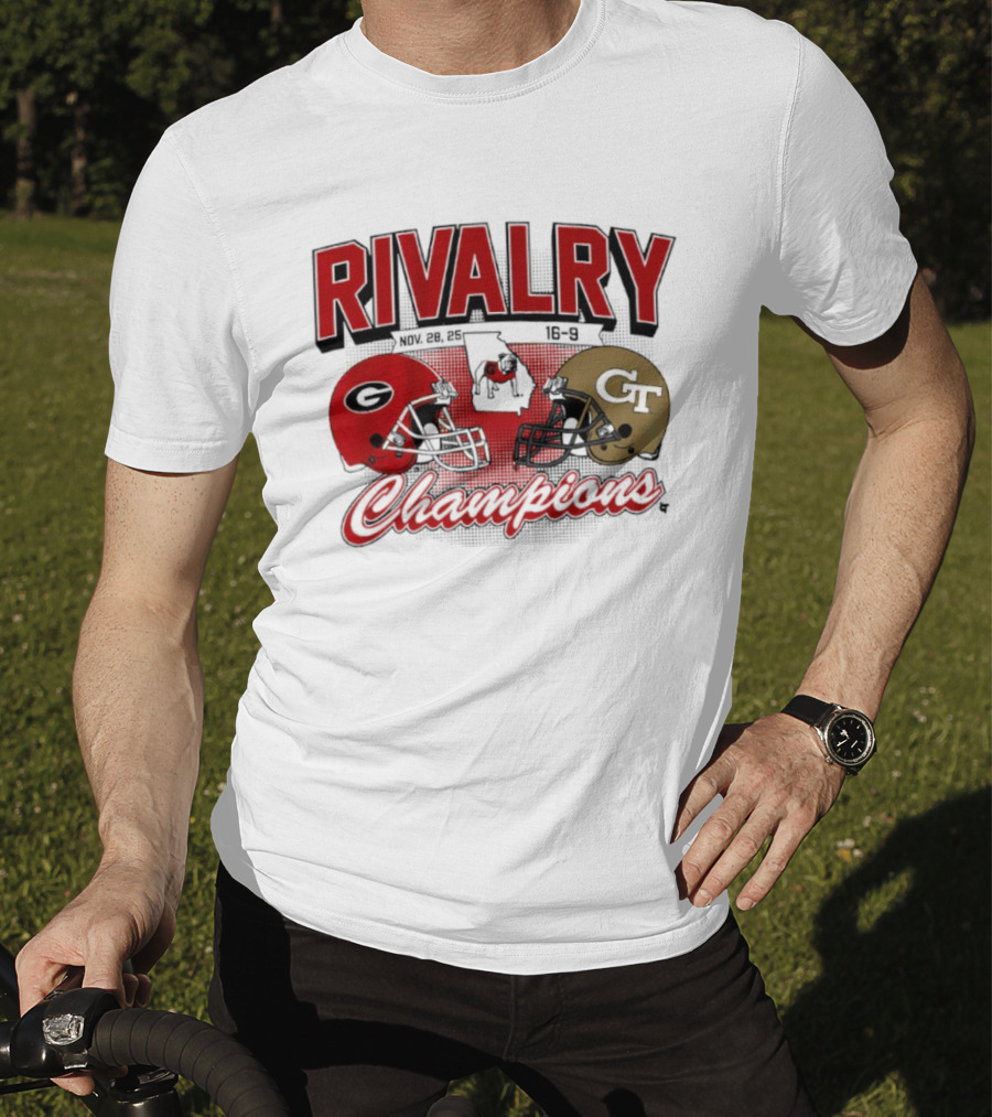 Georgia Vs. Georgia Tech Rivalry Champions 2025 Football Helmets T-Shirt