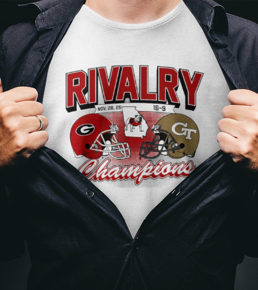 Georgia Vs. Georgia Tech Rivalry Champions 2025 Football Helmets T-Shirt