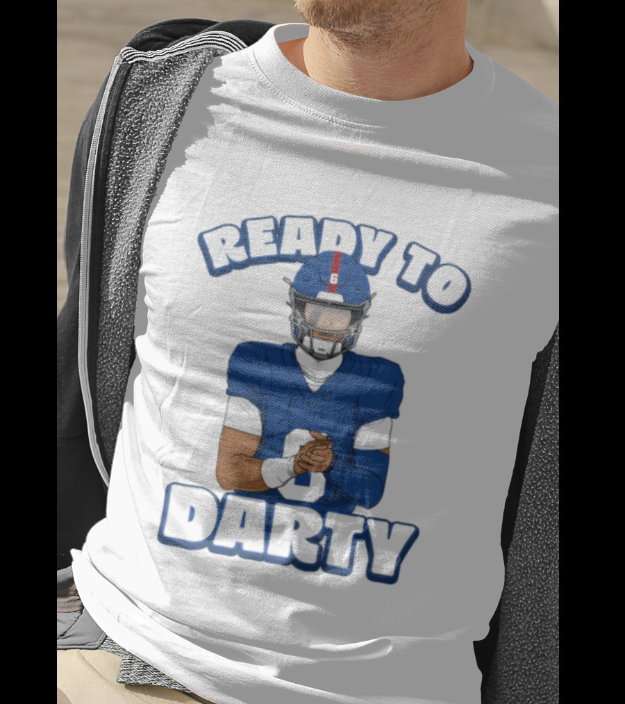 Jaxson Dart Ready To Darty NY Giants Football Illustration T-Shirt