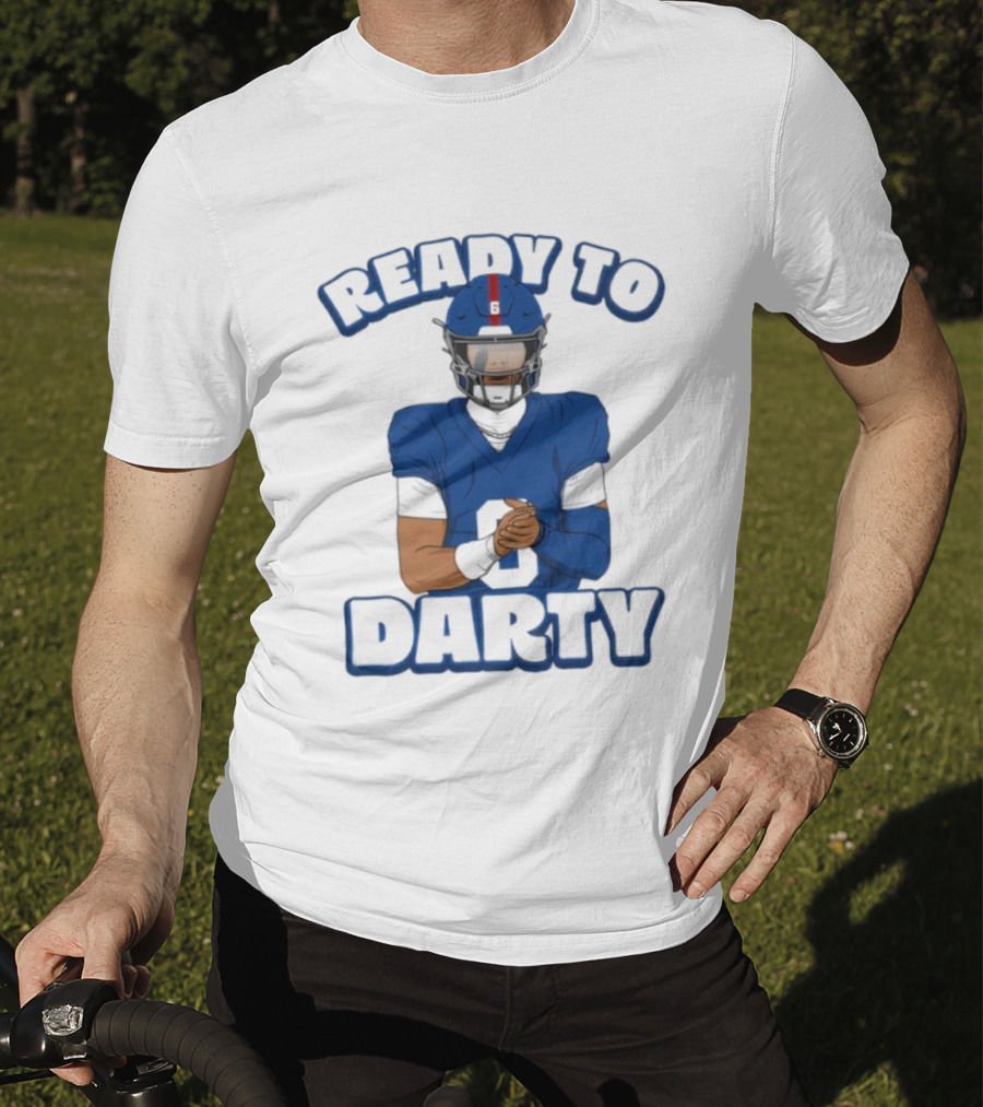 Jaxson Dart Ready To Darty NY Giants Football Illustration T-Shirt