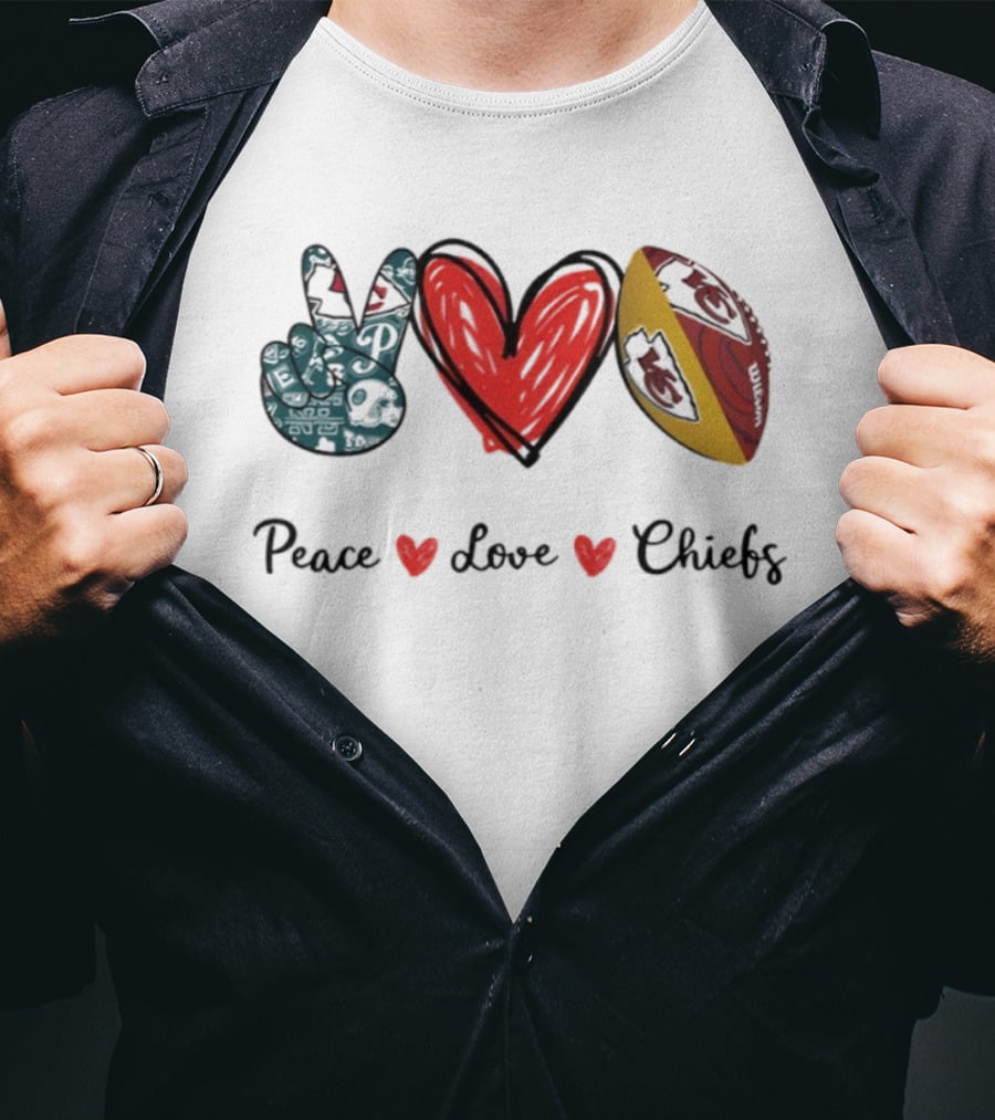 Peace Love Chiefs Kansas City Football T-Shirt