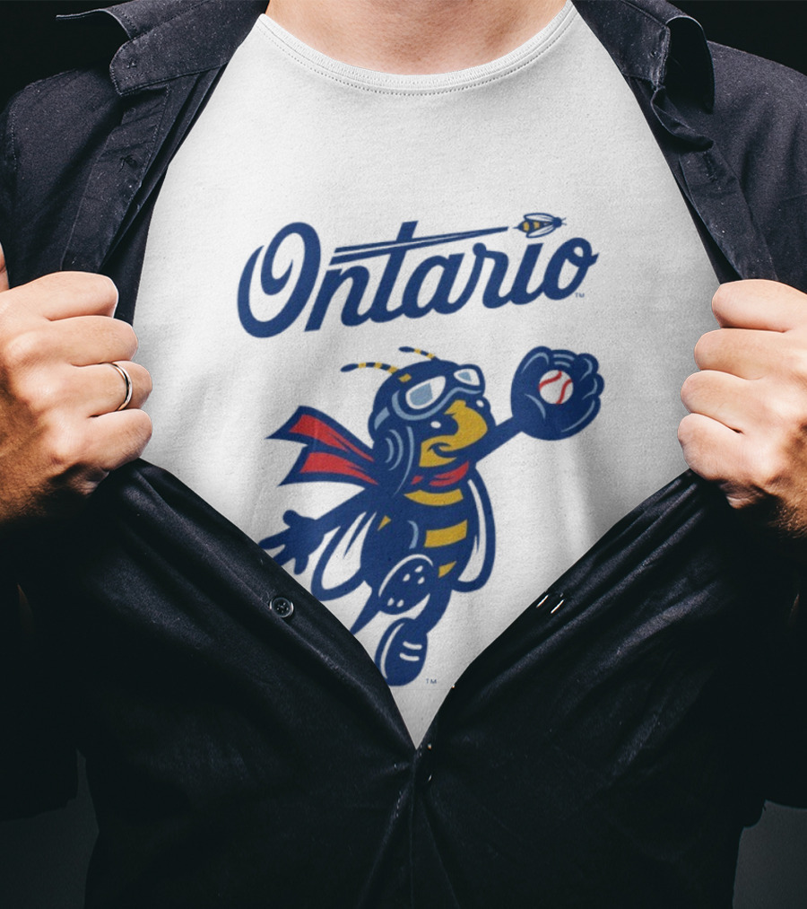 Ontario Buzzers Bee Mascot With Stylish Script And Flying Design T-Shirt