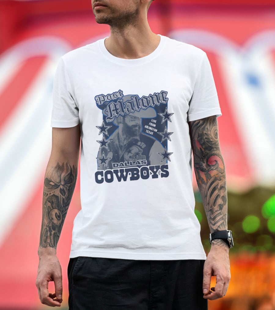 Post Malone Live Dallas Cowboys Arlington Texas Stars T-Shirt