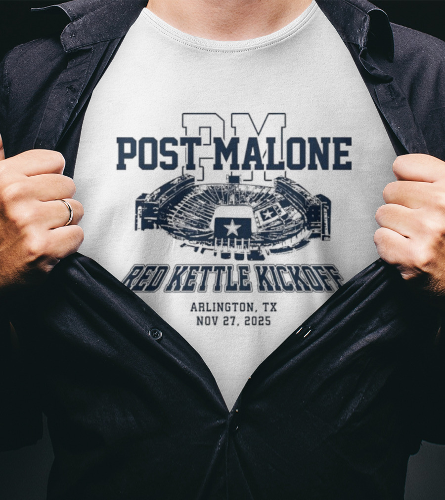 Post Malone Red Kettle Kickoff Arlington TX Nov 27 2025 T-Shirt