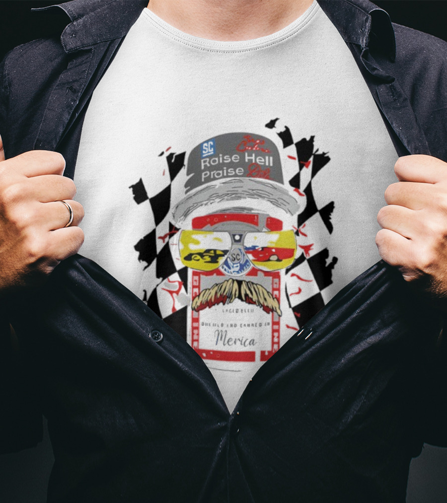 Raise Hell Praise Dale Car Racing Iconic Driver Tribute Retro Style T-Shirt