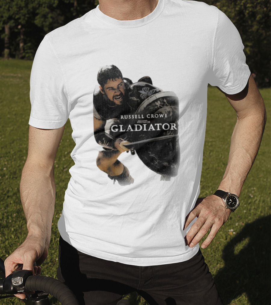 Russell Crowe Gladiator Ridley Scott Movie Character Shield Sword T-Shirt