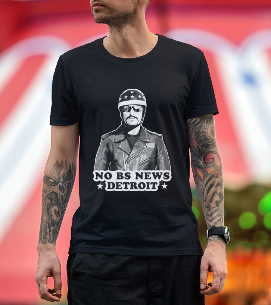 No BS News Detroit Leather Jacket Stars Sunglasses T-Shirt