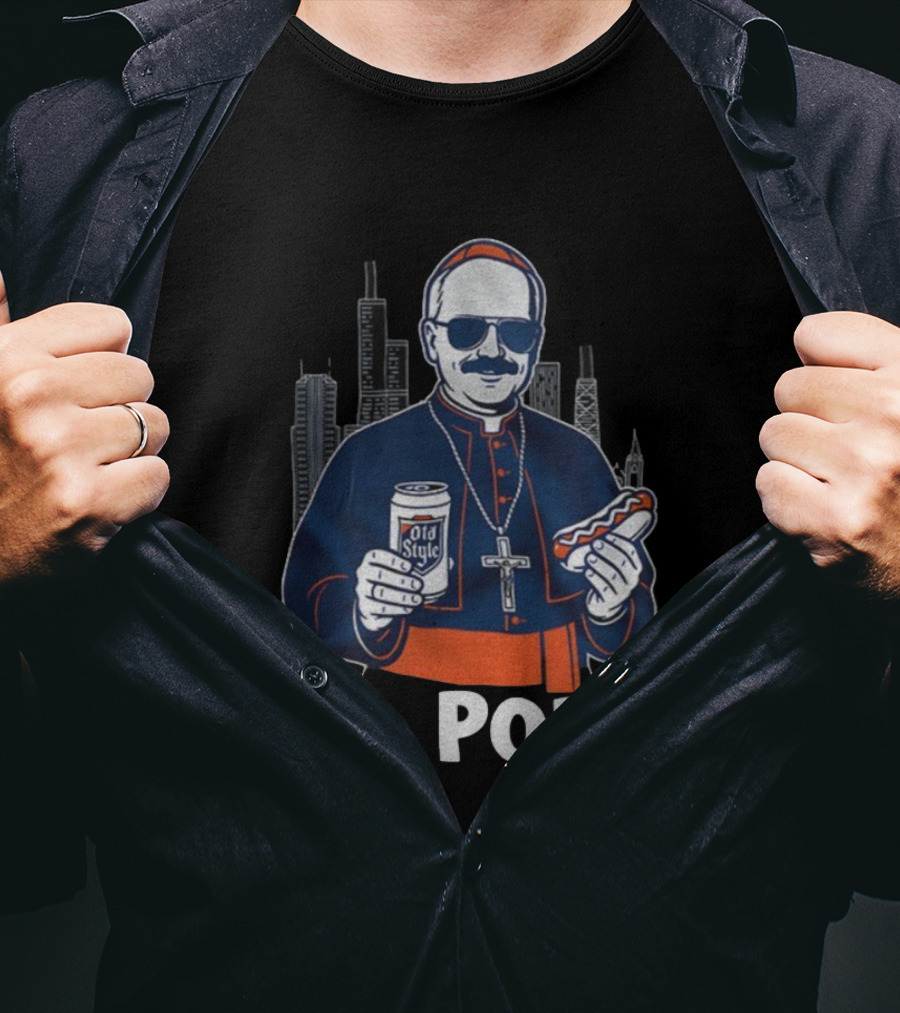 Chicago Da Pope Old Style Hot Dog City Skyline Bears Football T-Shirt