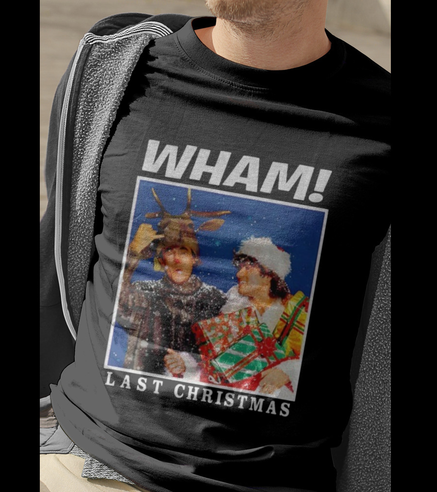 WHAM Last Christmas Festive Snow Scene With Presents And Reindeer Antlers T-Shirt
