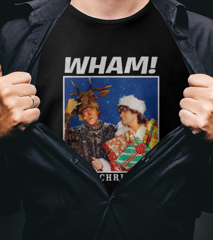 WHAM Last Christmas Festive Snow Scene With Presents And Reindeer Antlers T-Shirt