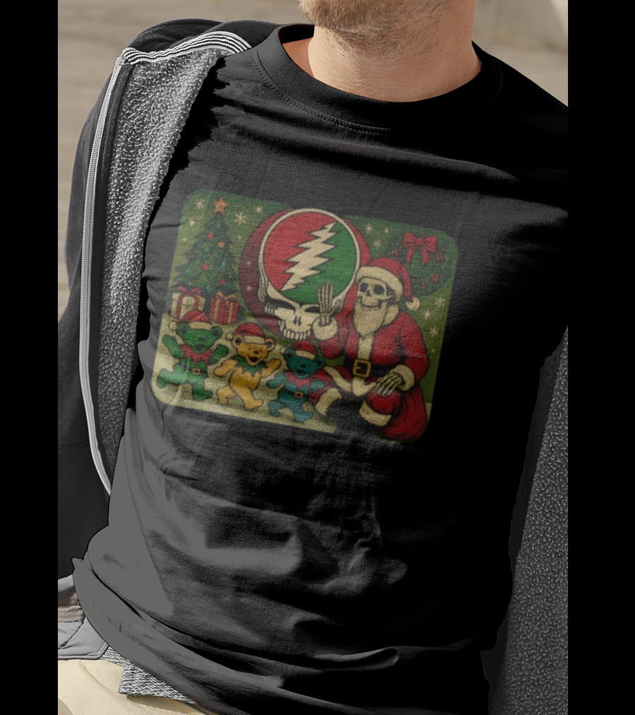 Grateful Dead Santa Skeleton Steal Your Face Bear Christmas T-Shirt