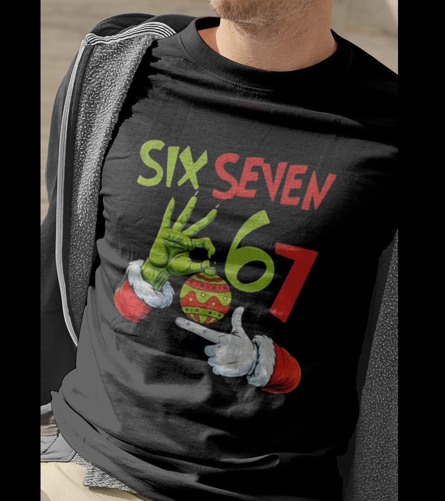Six Seven 67 Grinch Christmas Bauble Merry Christmas T-Shirt