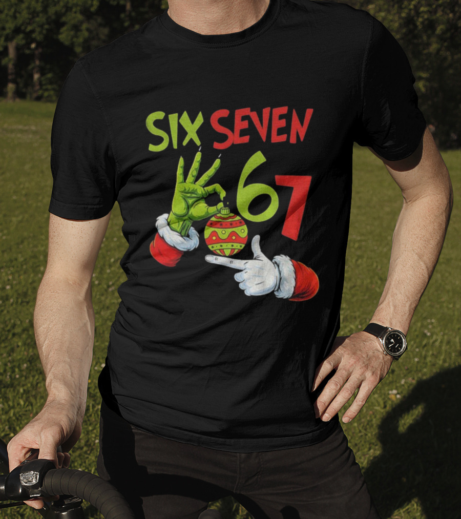 Six Seven 67 Grinch Christmas Bauble Merry Christmas T-Shirt