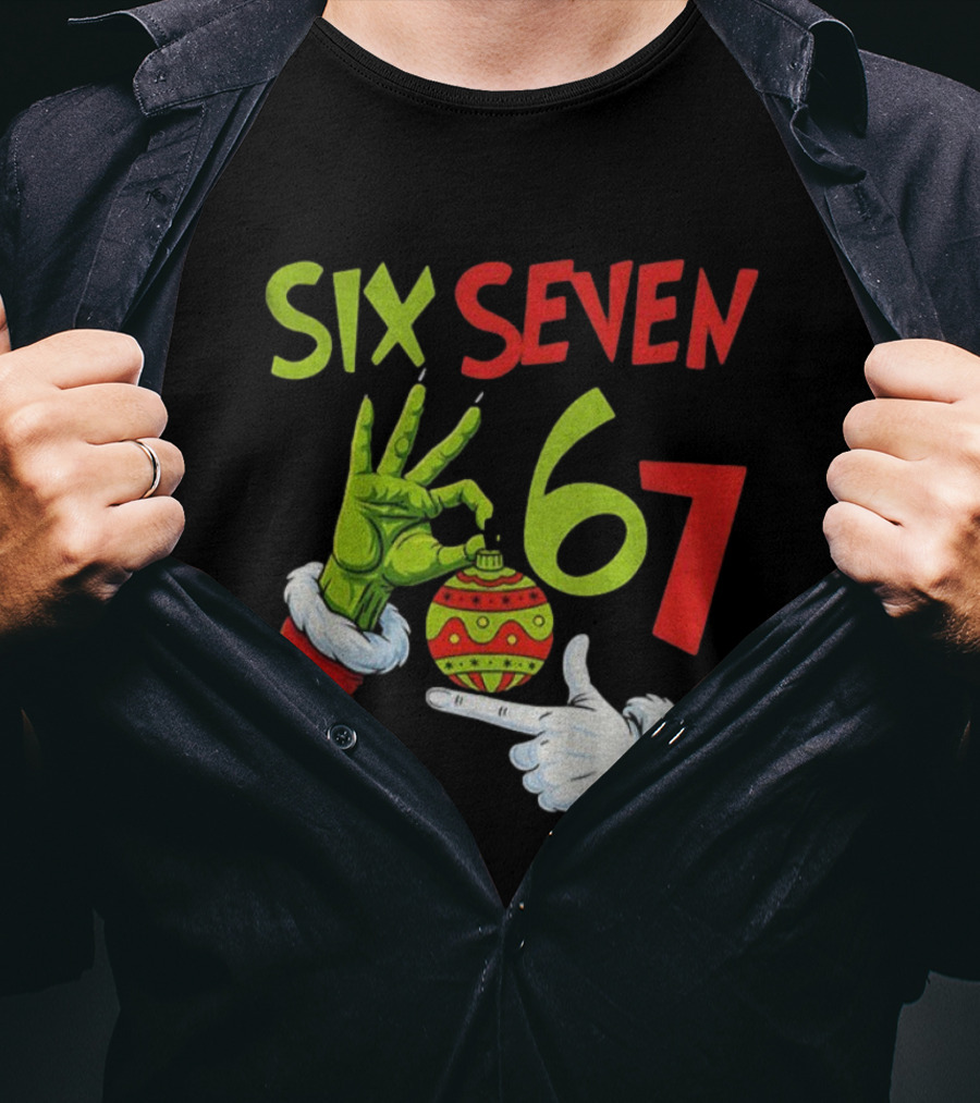 Six Seven 67 Grinch Christmas Bauble Merry Christmas T-Shirt