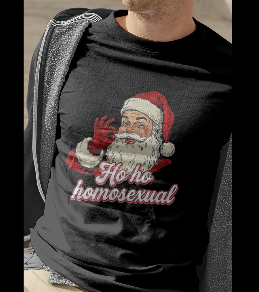 Santa Claus Ho Ho Homosexual Merry Christmas LGBTQ Pride T-Shirt