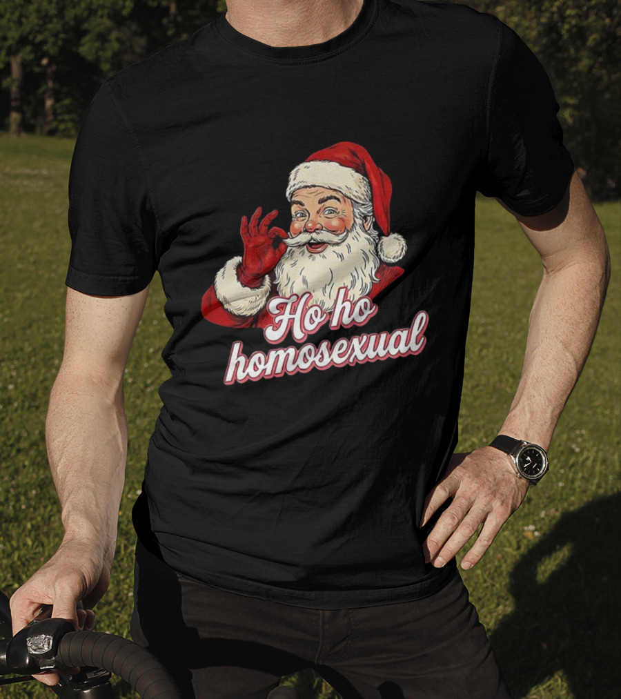 Santa Claus Ho Ho Homosexual Merry Christmas LGBTQ Pride T-Shirt
