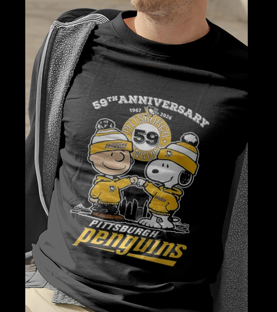 Snoopy Charlie Brown Pittsburgh Penguins 59th Anniversary 1967-2026 T-Shirt