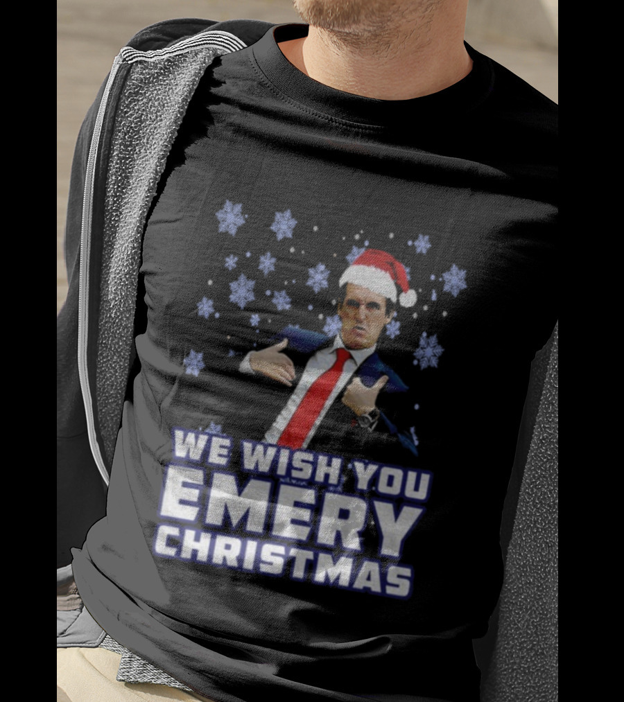 Unai Emery Santa Hat We Wish You Emery Christmas Holiday Design T-Shirt
