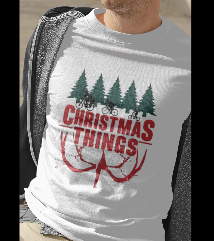 Christmas Things Merry Upside Down Xmas Funny Holiday Reindeer Trees T-Shirt