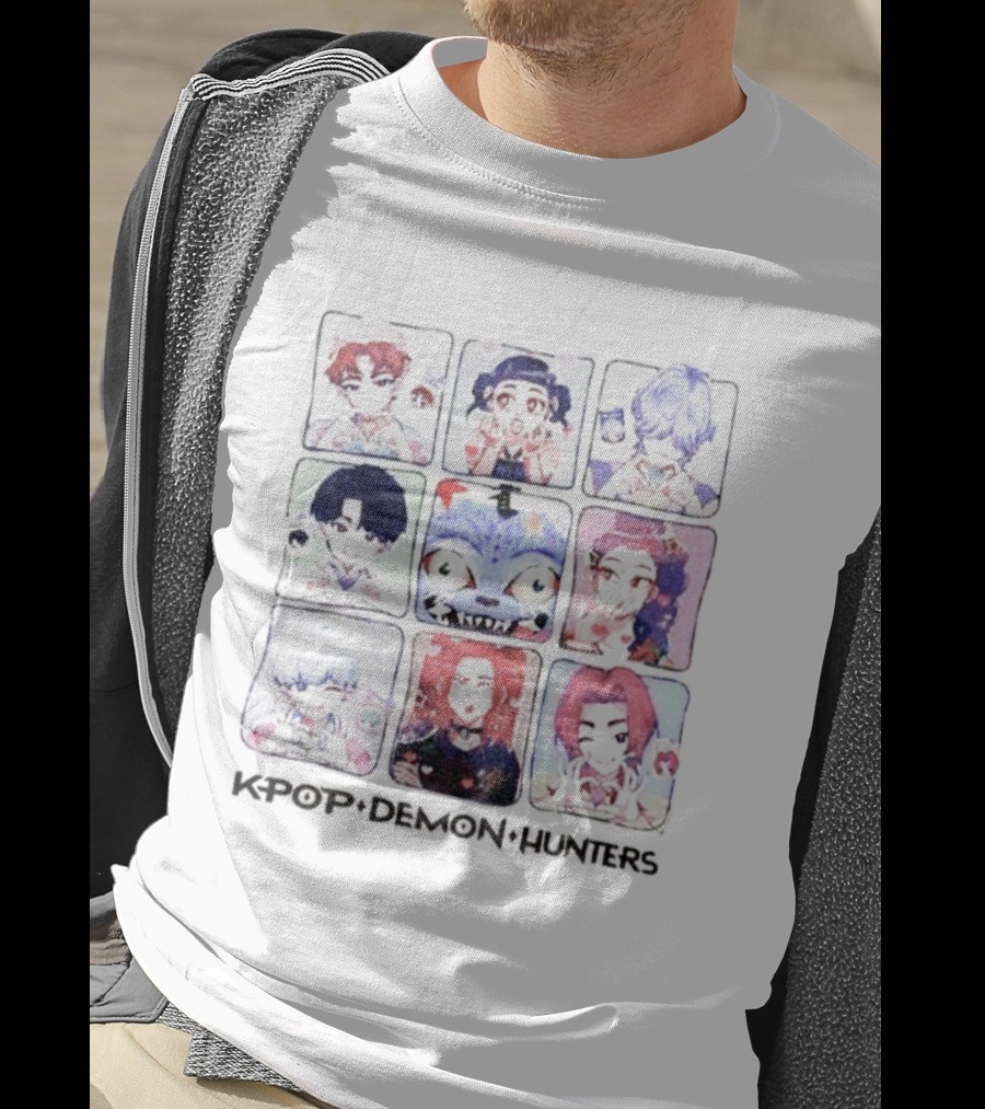 Kpop Demon Hunters Saja Boys Group Colorful Character Portraits T-Shirt