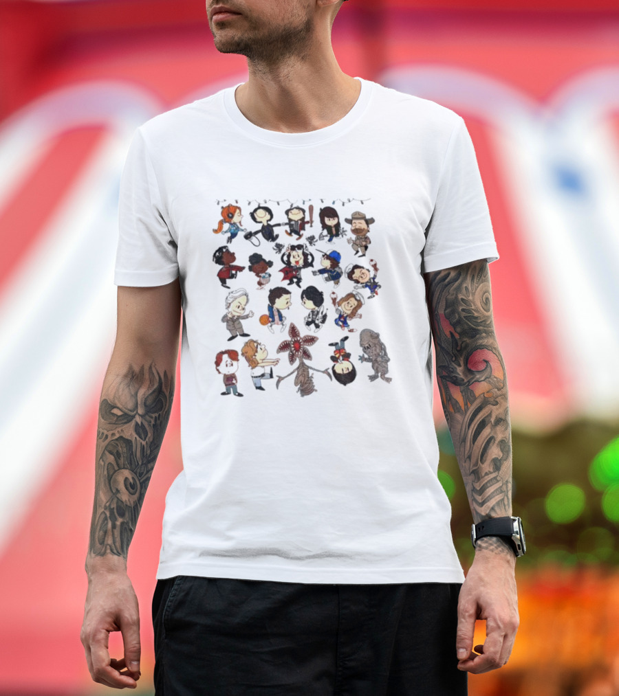 Stranger Things Season 5 Chibi Characters Eleven Mike Demogorgon Max Dustin And Hopper T-Shirt