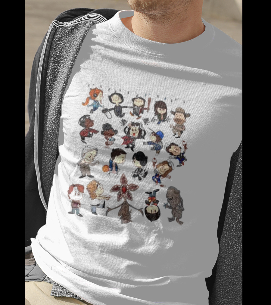 Stranger Things Season 5 Chibi Characters Eleven Mike Demogorgon Max Dustin And Hopper T-Shirt