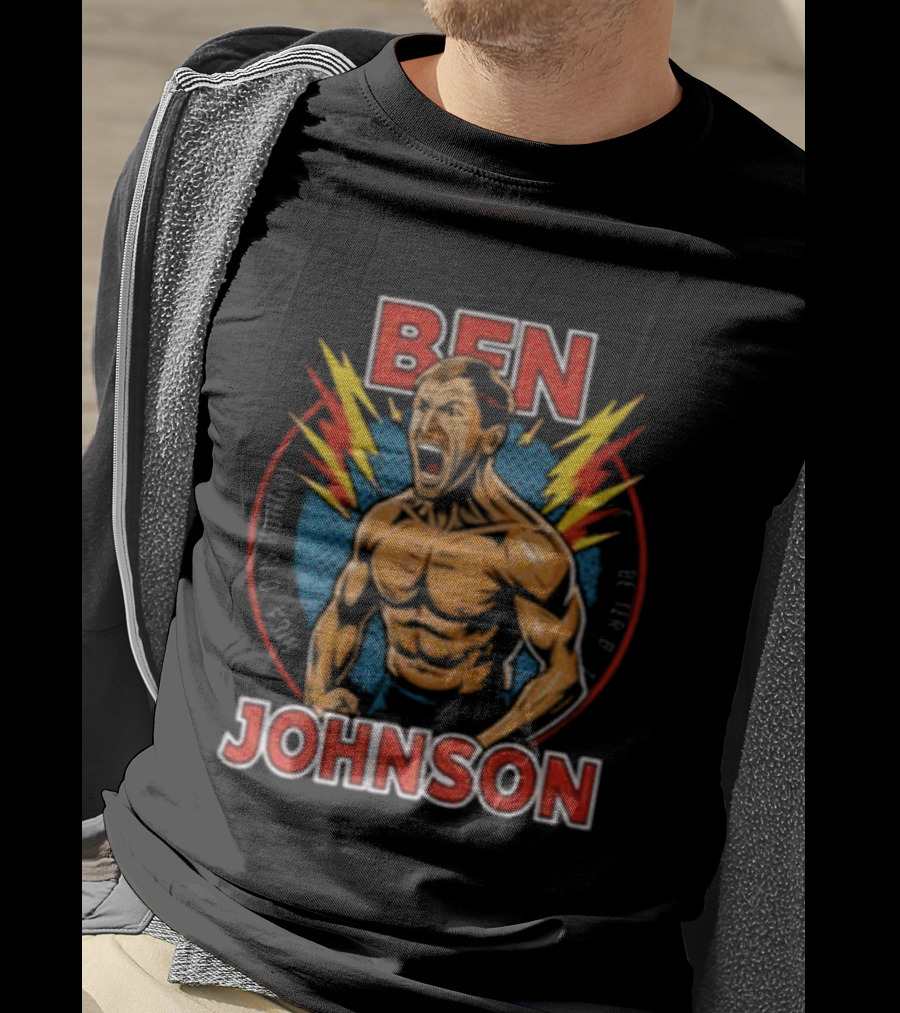 Ben Johnson Muscle Power With Lightning Bolts T-Shirt