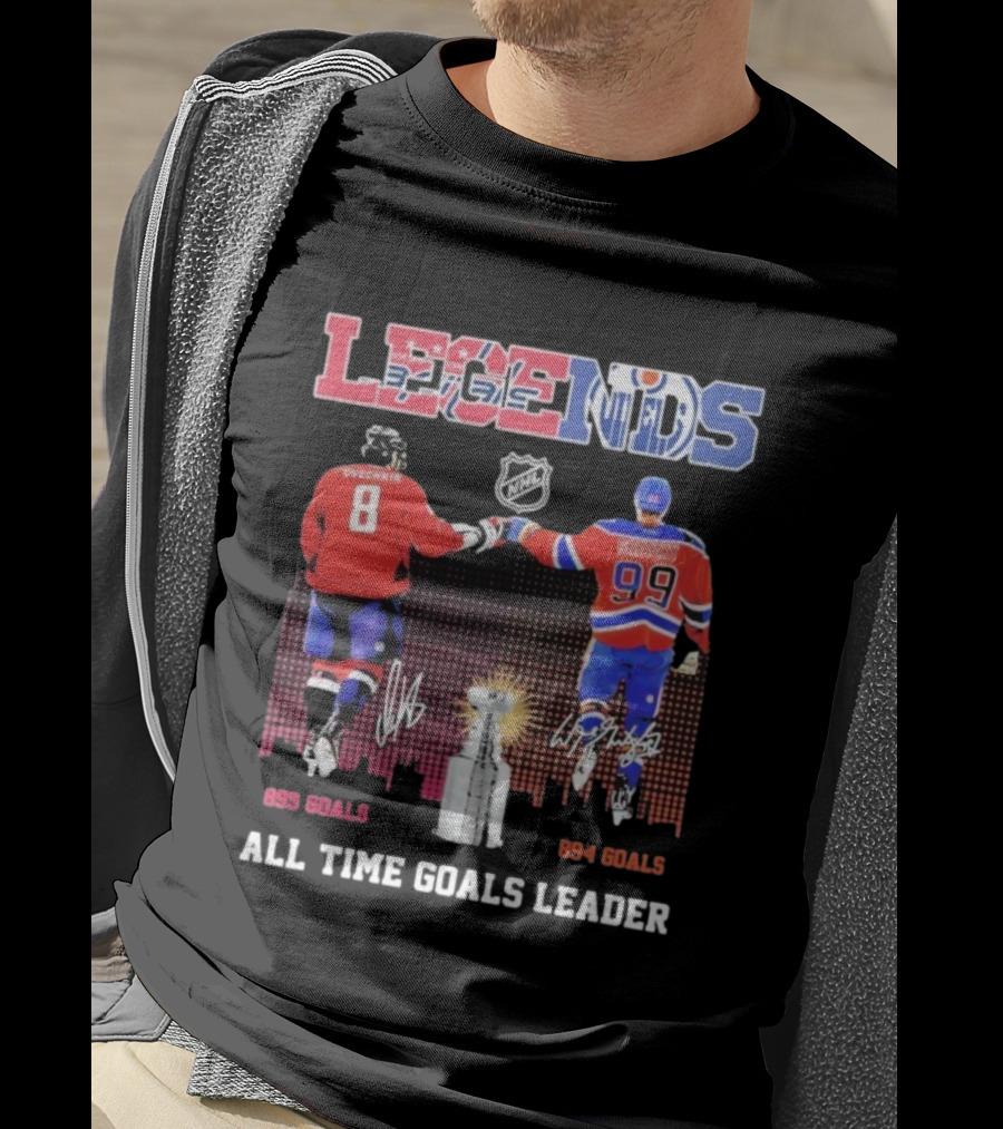 Alex Ovechkin 895 Wayne Gretzky 894 NHL Capitals Oilers Legends All Time Goals Leader T-Shirt