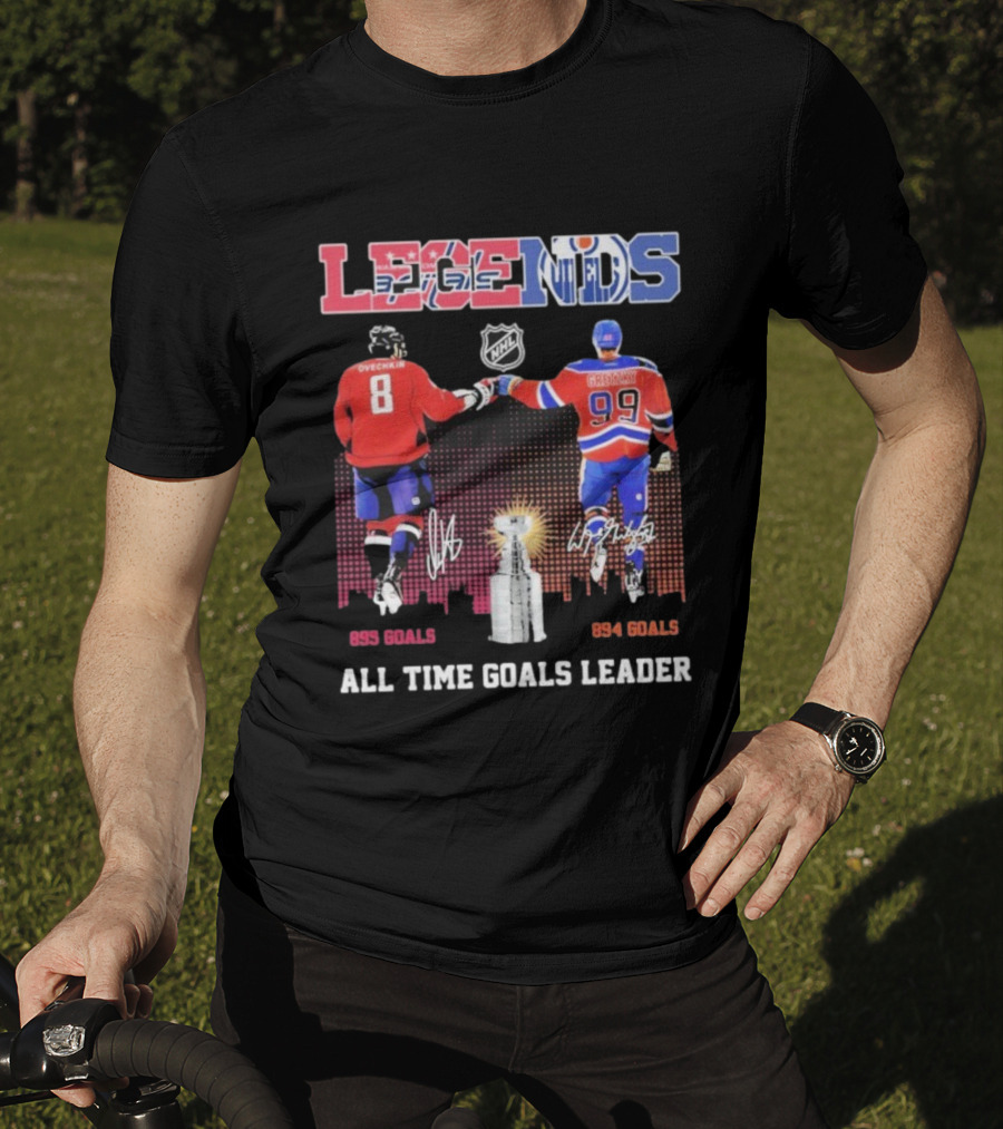Alex Ovechkin 895 Wayne Gretzky 894 NHL Capitals Oilers Legends All Time Goals Leader T-Shirt