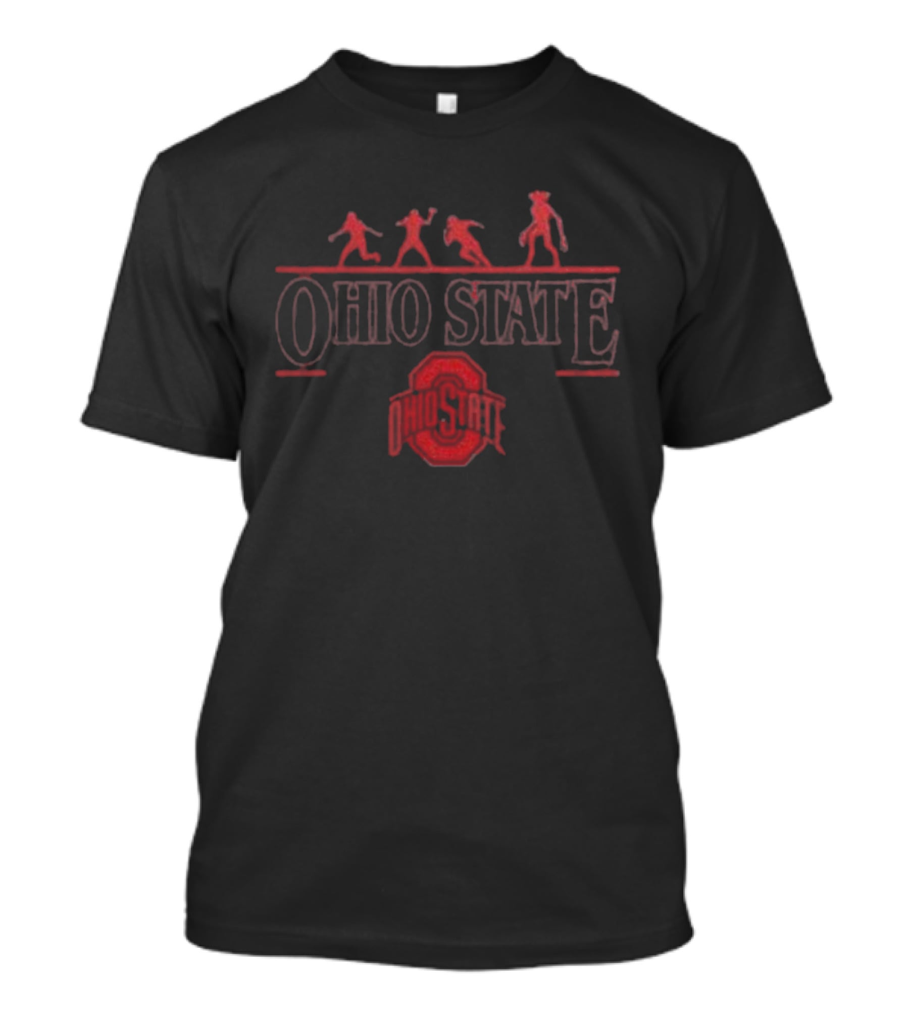 Ohio State Buckeyes Stranger Things Demogorgon 2025 Upside Down Football Players Silhouette T-Shirt