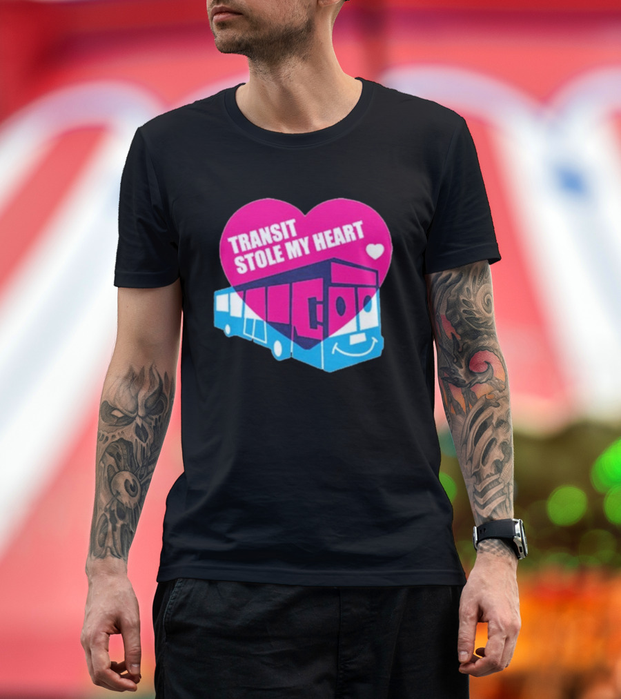 Transit Stole My Heart Smiling Bus And Heart Design T-Shirt