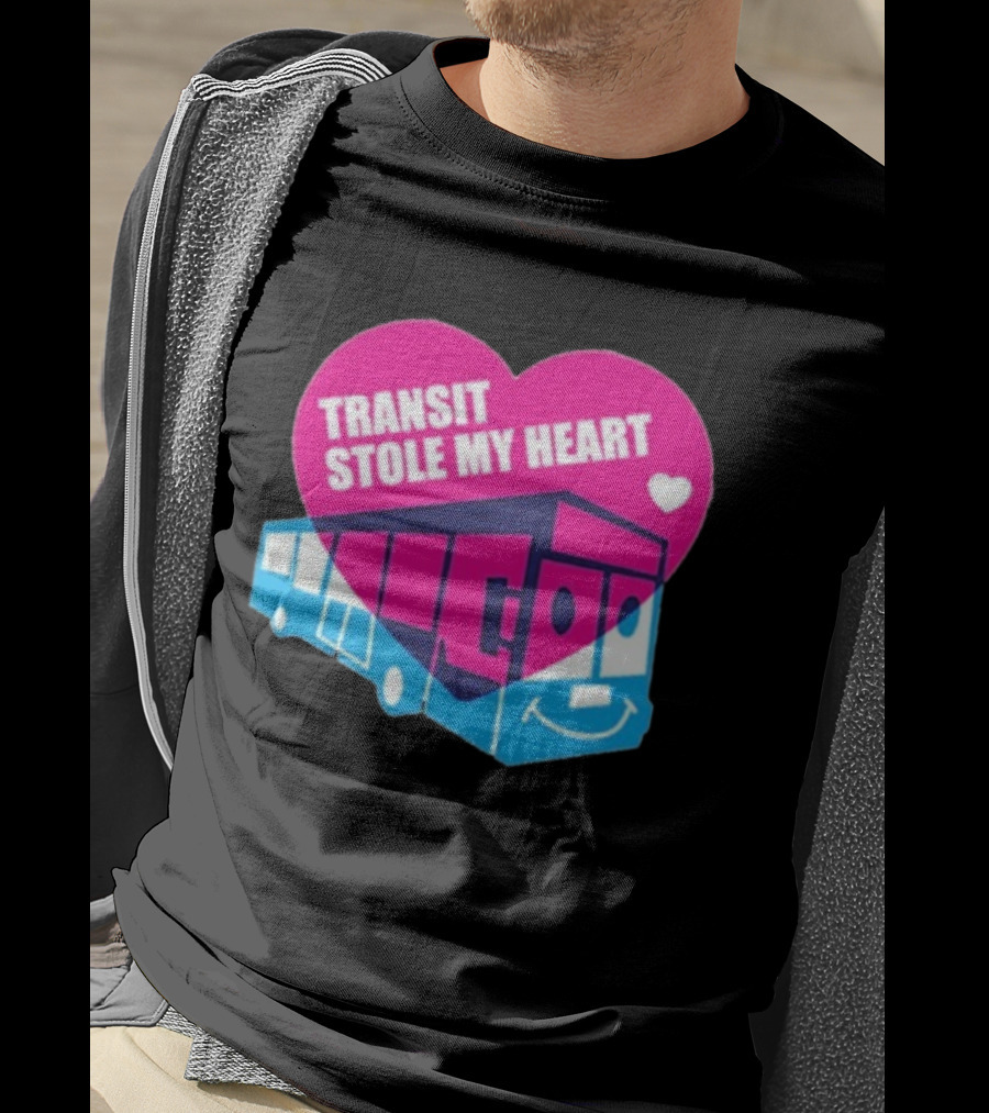 Transit Stole My Heart Smiling Bus And Heart Design T-Shirt