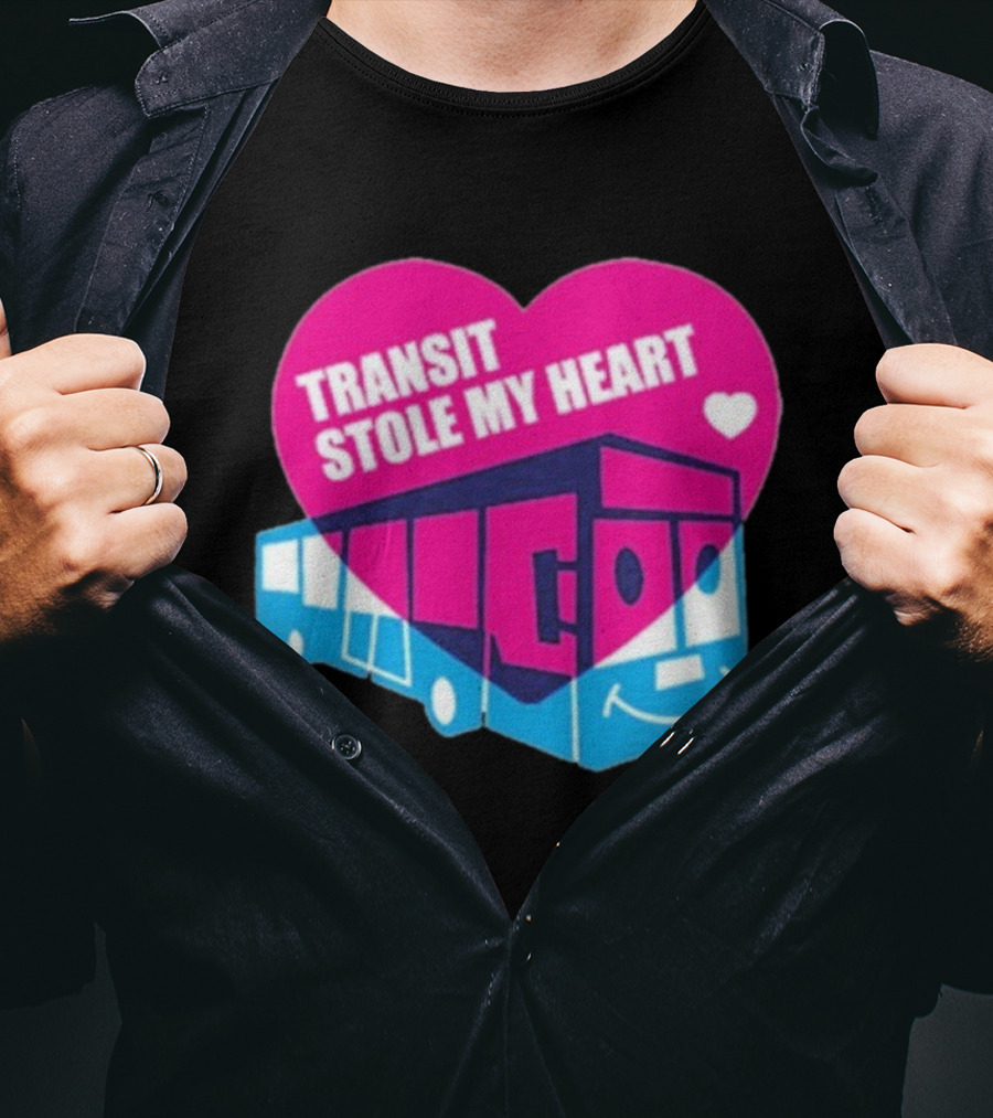 Transit Stole My Heart Smiling Bus And Heart Design T-Shirt