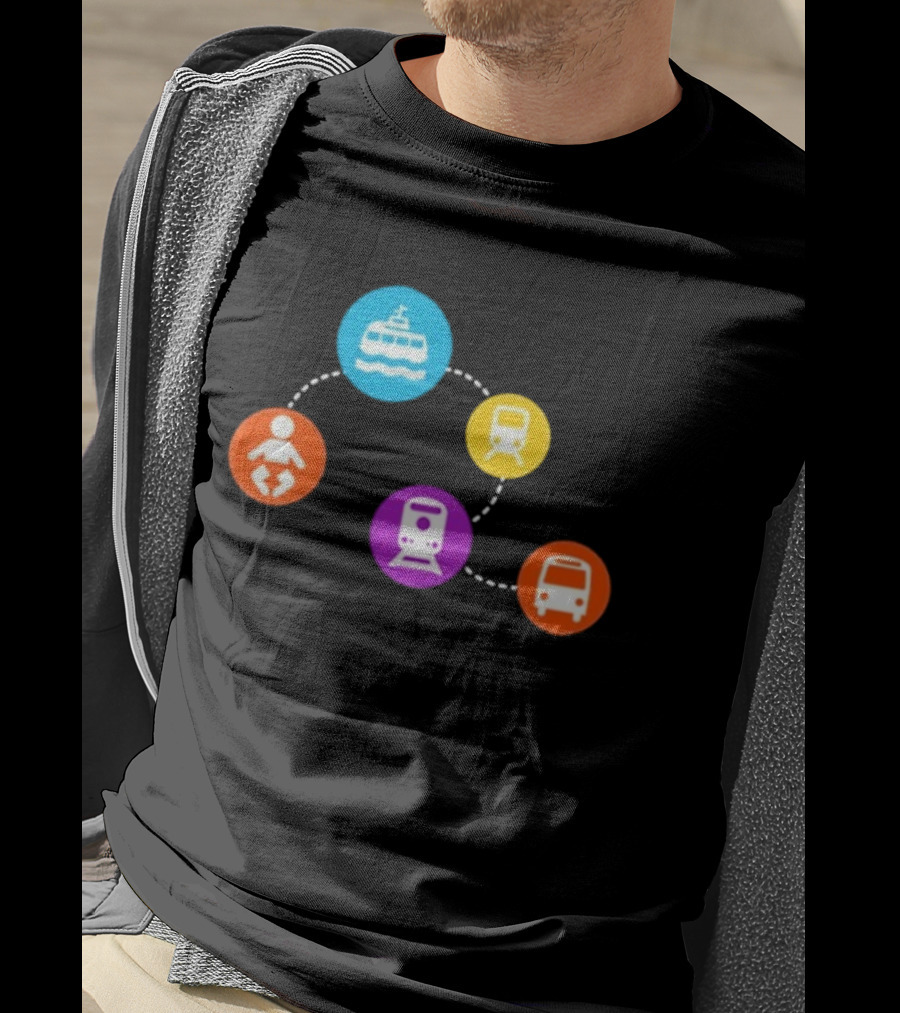 Translink Wayfinding Ferry Train Bus Baby Icon Circles T-Shirt