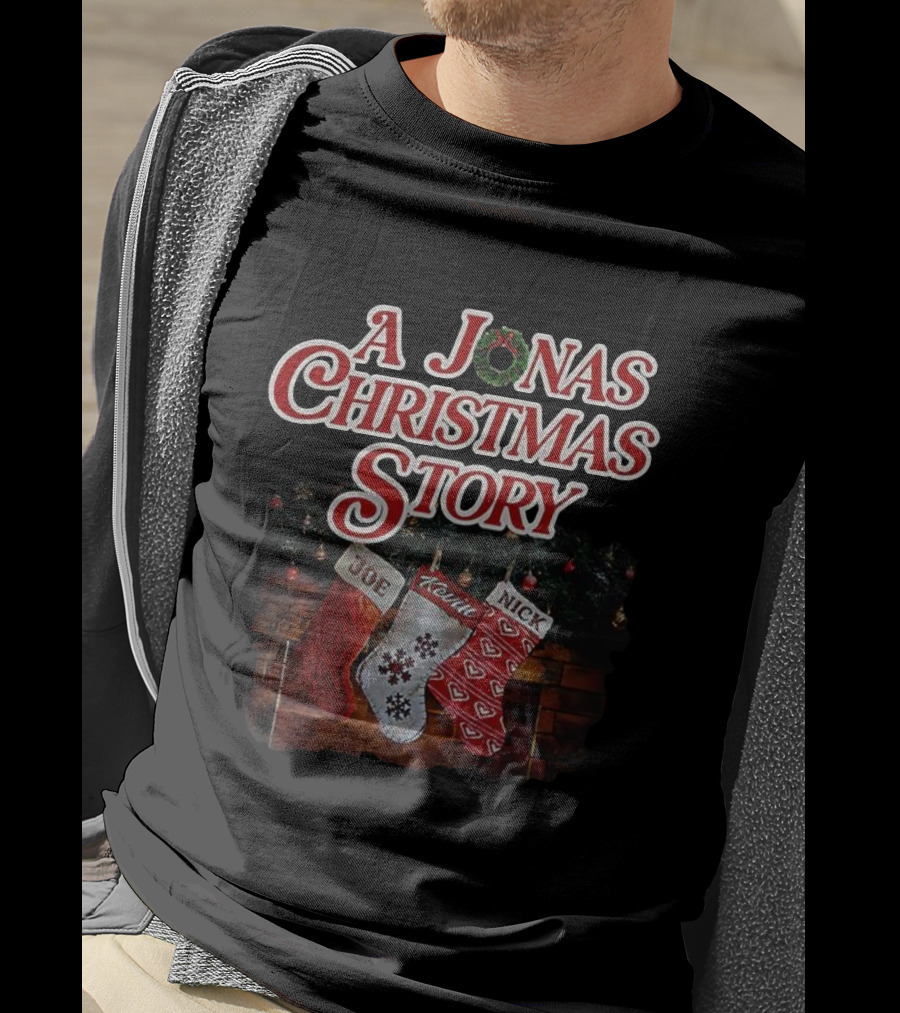 A Jonas Christmas Story Joe Kevin Nick Stockings T-Shirt