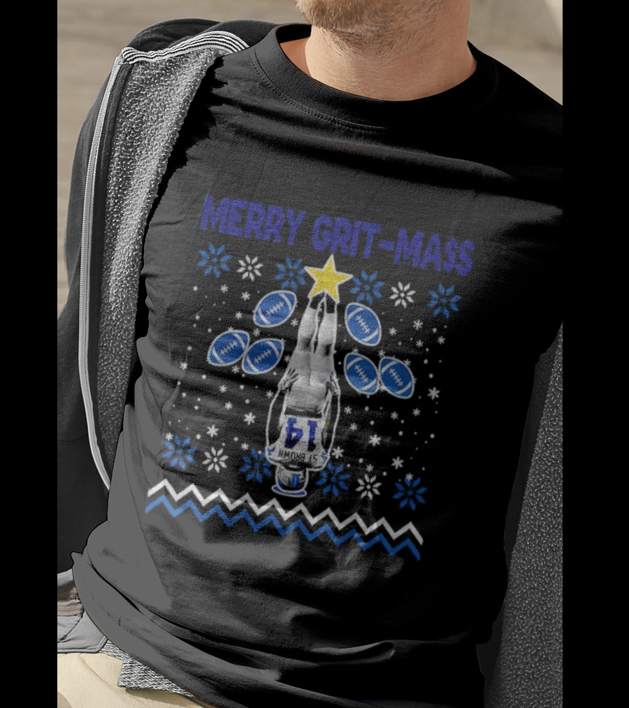 Amon-Ra St Brown Merry Grit-Mas Football Star Design T-Shirt