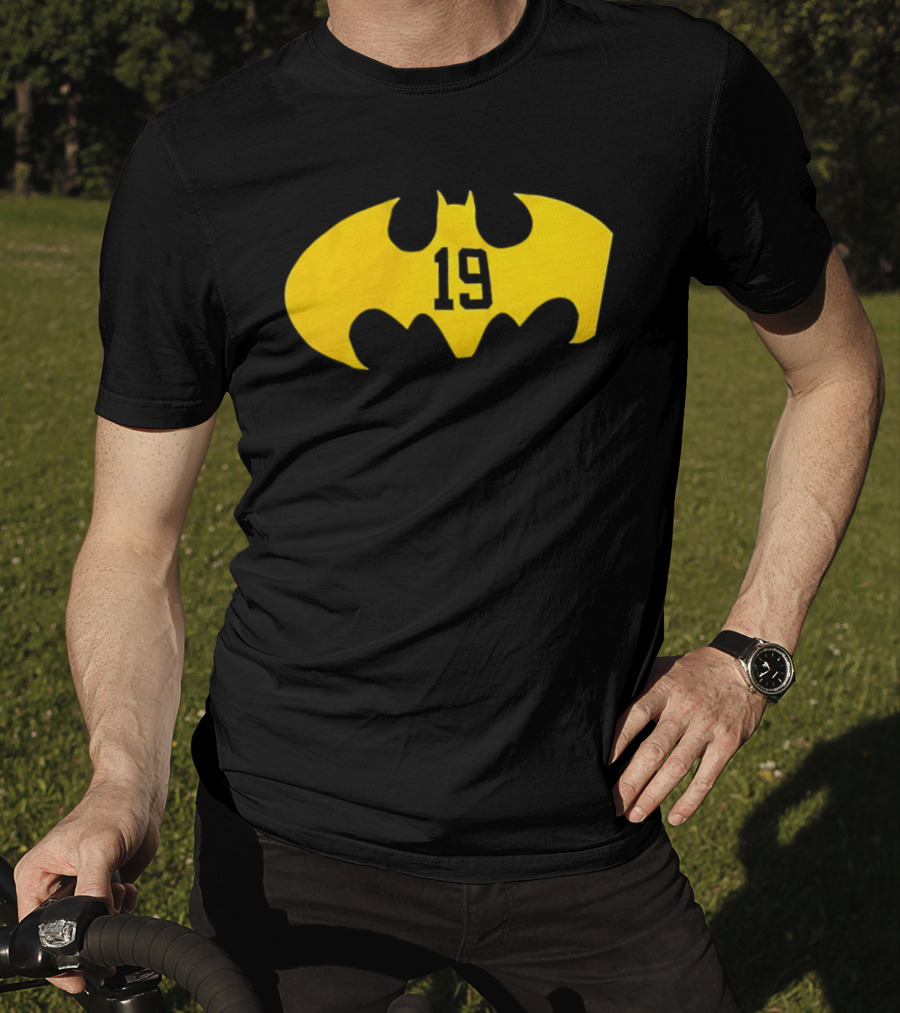 Batman 19 Michigan Wolverines Logo Icon Yellow Bat Symbol T-Shirt